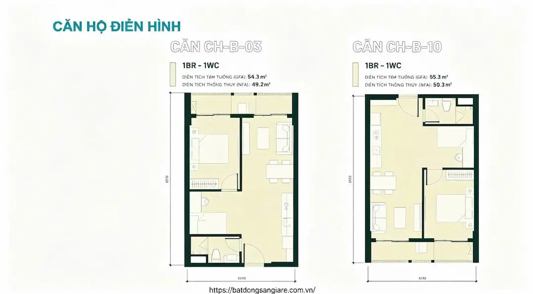 Thiết kế 1PN Căn Hộ Happy One Mori