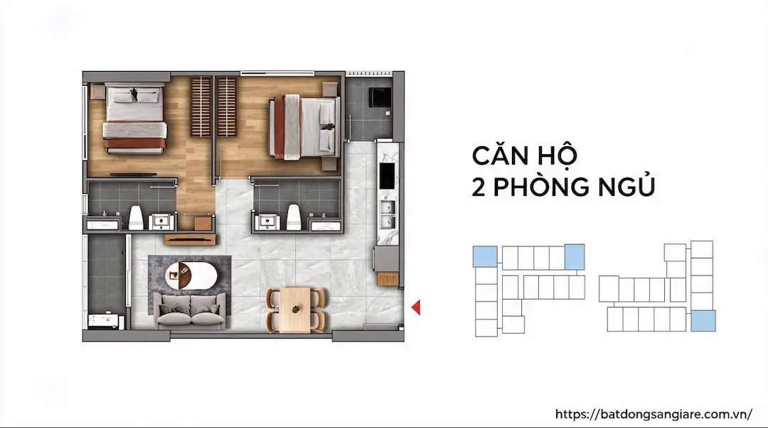 Thiết kế căn hộ 1PN+1 Fenica – không gian sống linh hoạt