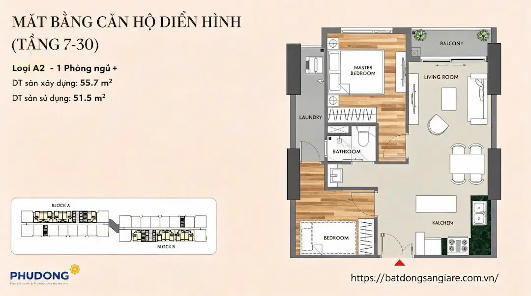 Thiết kế căn hộ 1PN Phú Đông SkyOne
