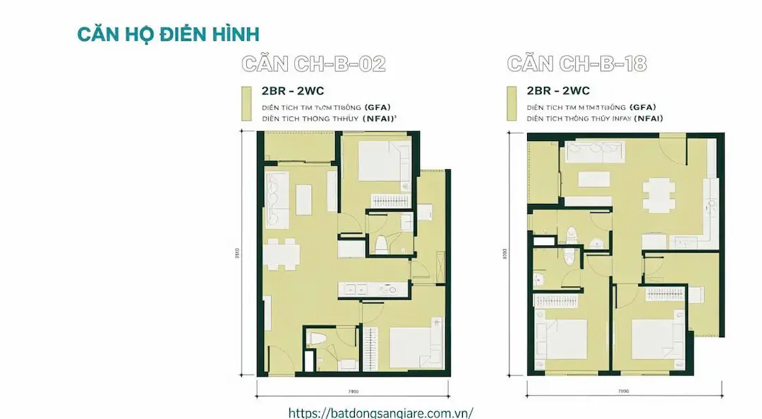 Thiết kế căn hộ 2PN Happy One Mori Thuận An