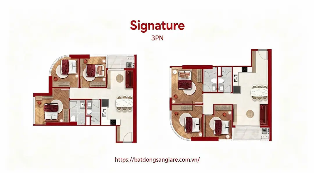 Thiết kế căn hộ 3PN Lusso Saigon