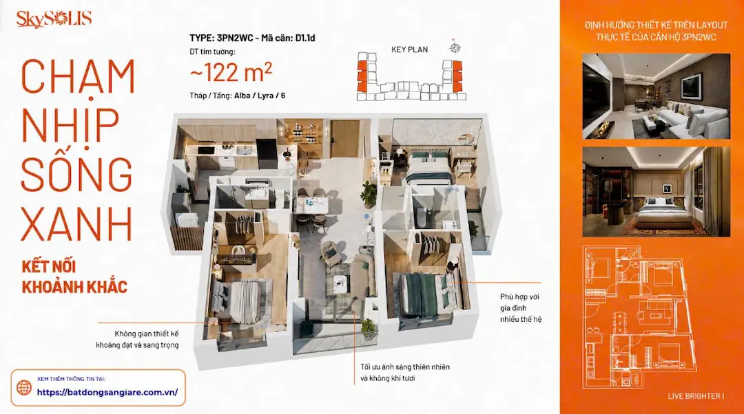 Thiết kế căn hộ 3PN Sky Solis