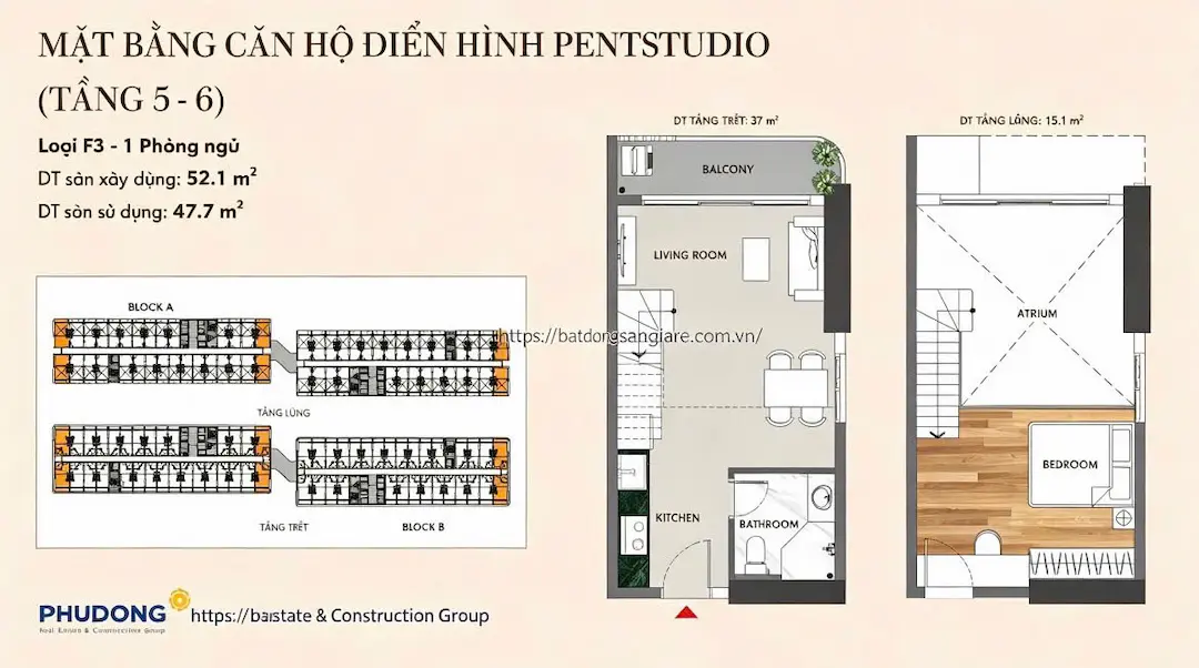 Thiết kế căn hộ Studio Phú Đông SkyOne