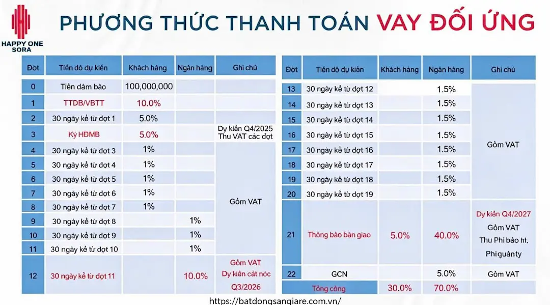 Tiến độ thanh toán vay đối ứng
