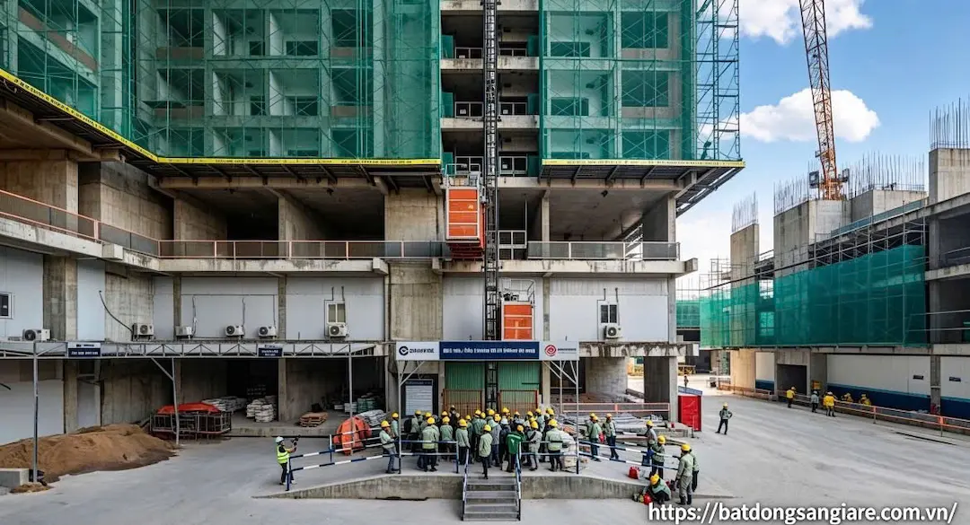 Tiến độ xây dựng phần thân các tòa tháp