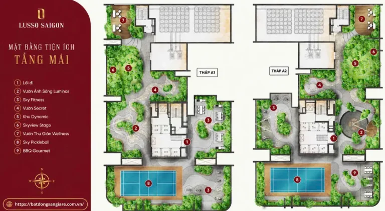 Khu thể thao Pickleball và không gian rèn luyện sức khỏe tại Lusso Saigon.