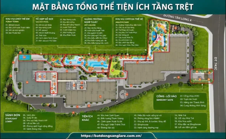 Tiện ích nội khu TT AVIO Dĩ An Bình Dương sang trọng, bao gồm Galaxy Pool, Skyzone, gym, khu vui chơi trẻ em và không gian xanh.