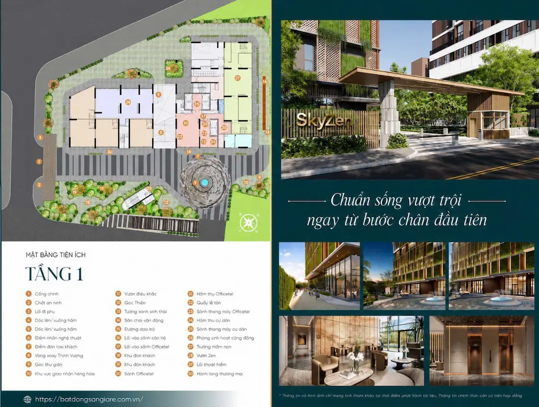 Quy hoạch mặt bằng không gian tiện ích tầng 1 tại dự án Skyzen