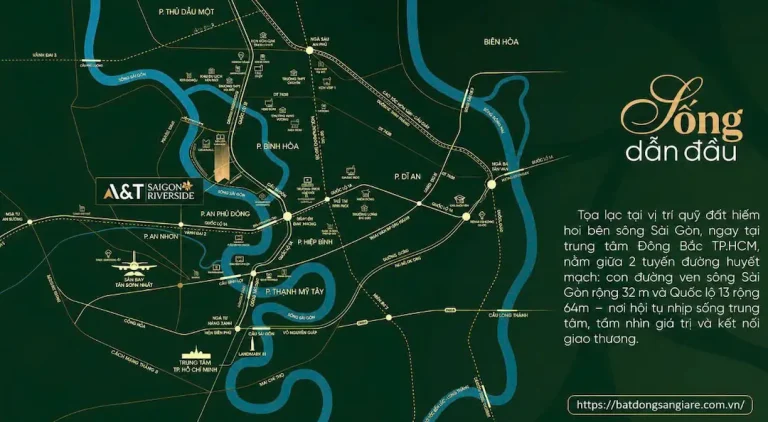 Vị trí A&T Saigon Riverside Thuận An thuận tiện kết nối TP.HCM và Bình Dương