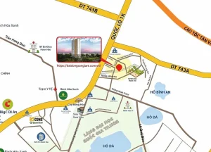 Vị trí chung cư Bcons Bee mặt tiền đường Trần Đại Nghĩa, Dĩ An, gần làng đại học Thủ Đức, kết nối giao thông thuận tiện.