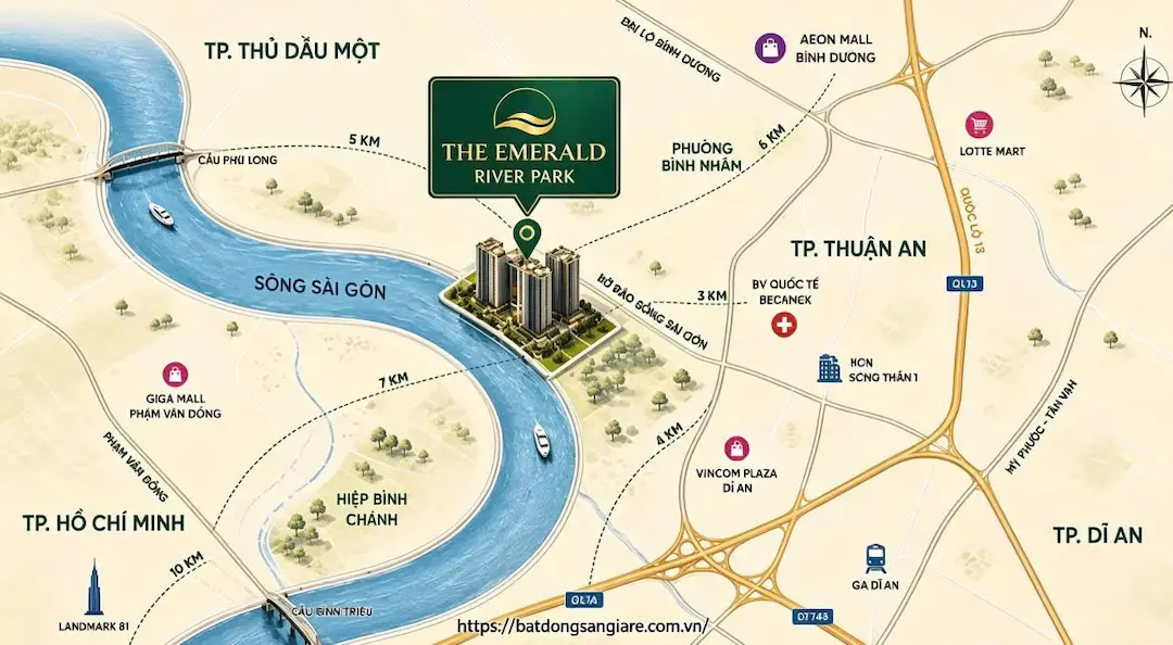 Căn Hộ The Emerald River Park: Đừng Nhầm Với Dự Án Cùng Tên 2 Vị trí chung cư The Emerald River Park