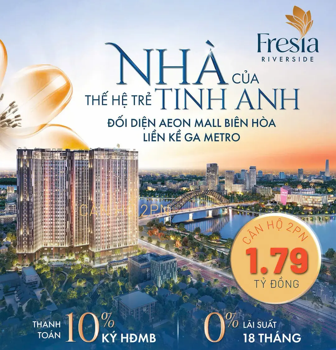 Căn Hộ Fresia Riverside: Đã Cất Nóc, Giá Mới Nhất 14 Giá bán căn hộ Fresia Riverside Biên Hòa