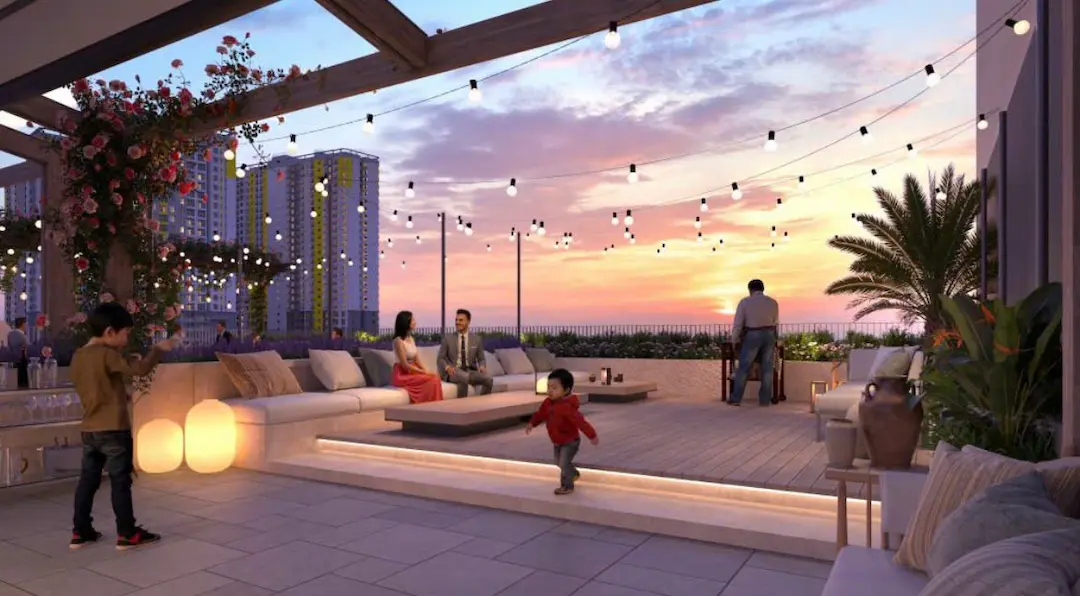 Khu sky bar sân vườn ngắm hoàng hôn Bcons Aria Dĩ An