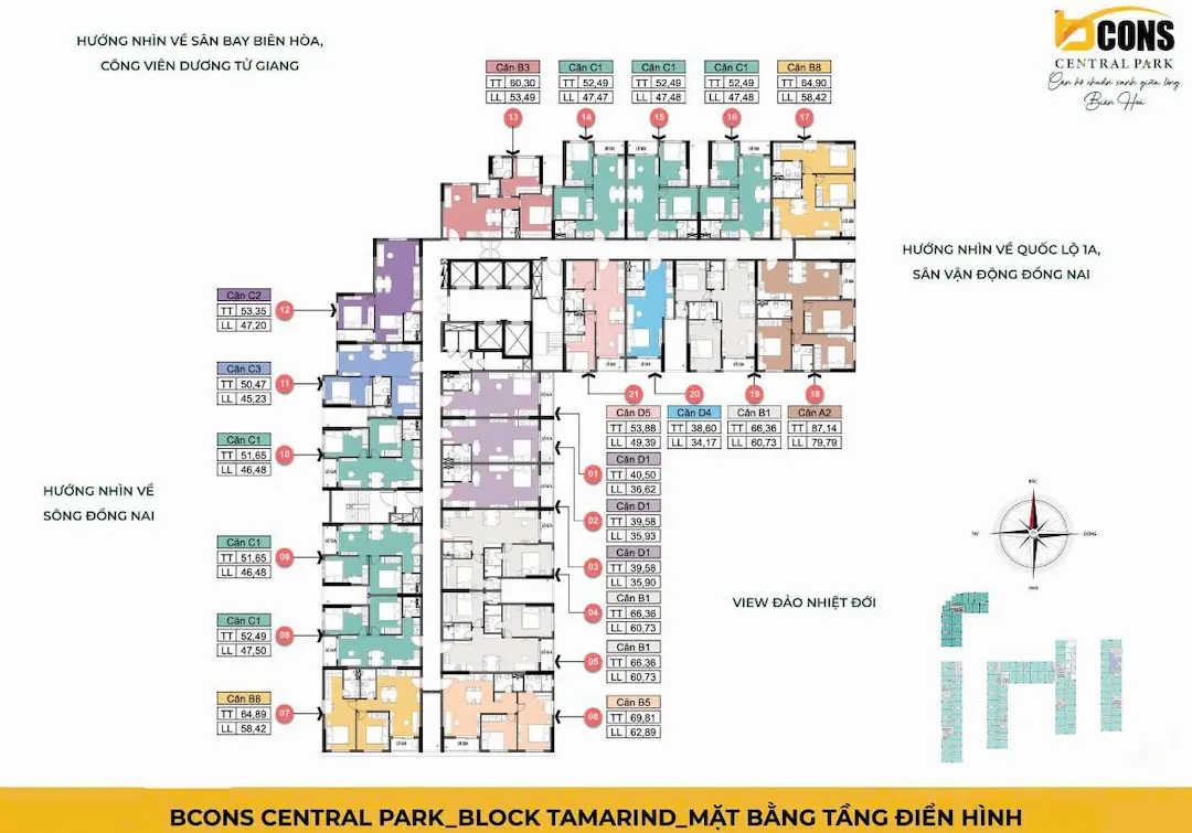 Mặt bằng Block Tamarind Bcons Central Park Biên Hòa