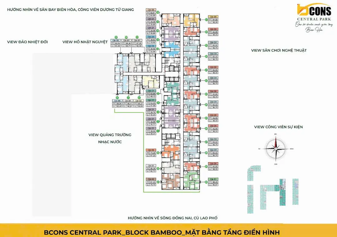 Mặt bằng tầng Block Bamboo Bcons Central Park Đồng Nai