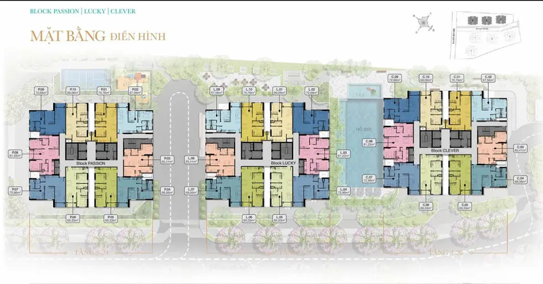 Mặt bằng tầng Block Passion Lucky Universe Complex
