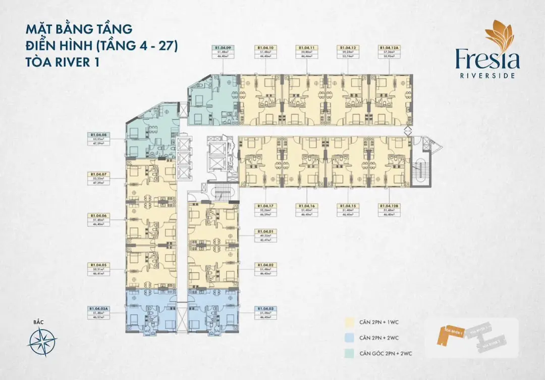 Căn Hộ Fresia Riverside: Đã Cất Nóc, Giá Mới Nhất 9 Mặt bằng tòa nhà River 1 Fresia Riverside Biên Hòa