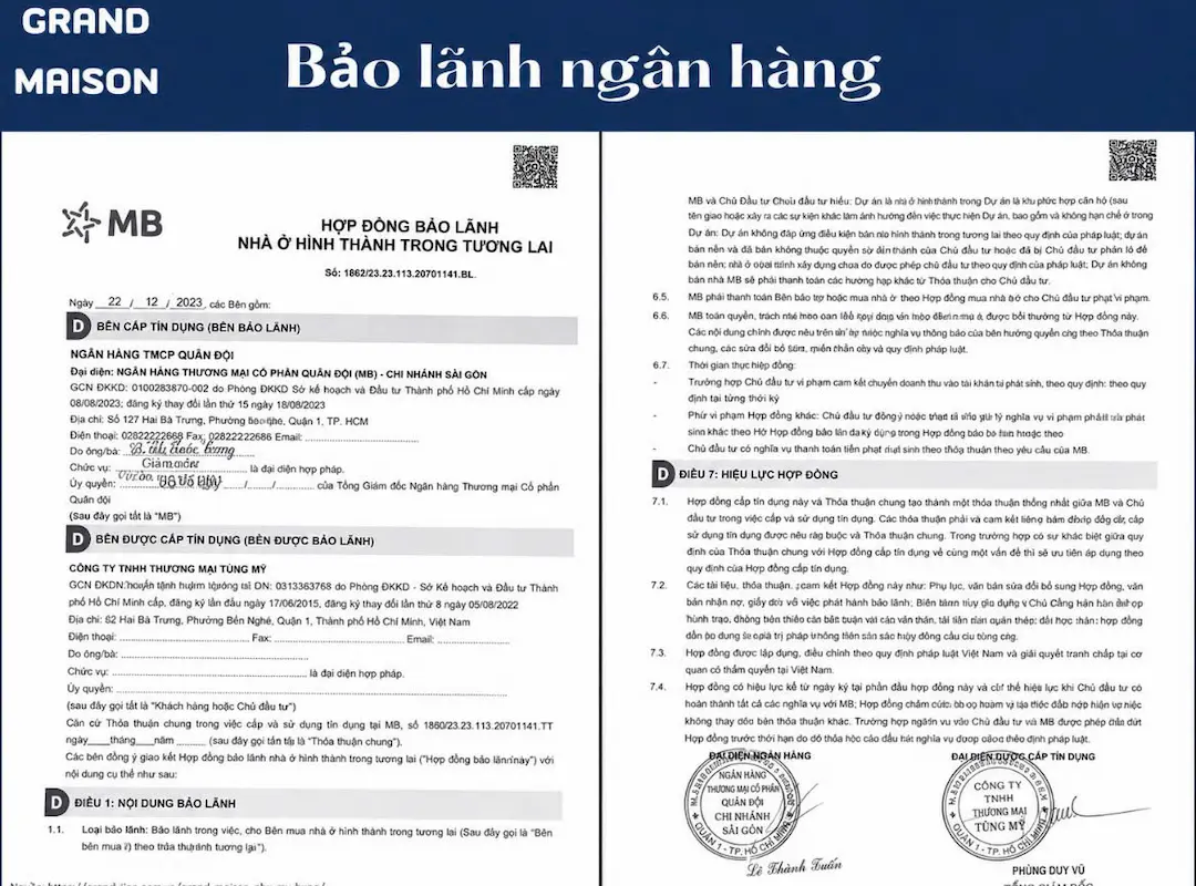 Ngân hàng bảo lãnh dự án Maison Grand