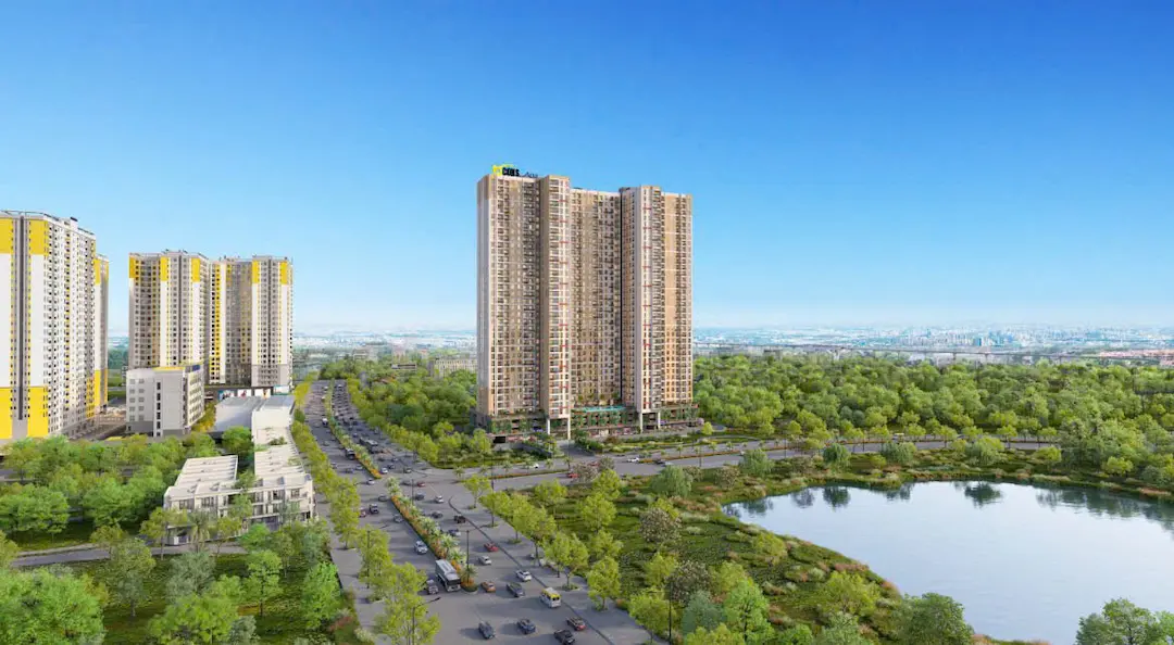 Phối cảnh thực tế vị trí Bcons Aria view hồ Dĩ An