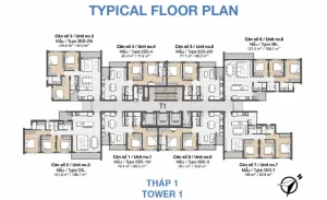 Sơ đồ mặt bằng hình tháp 1 Palm River Nam Rạch Chiếc