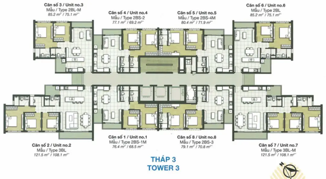 Sơ đồ mặt bằng tháp 3