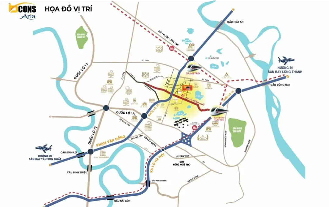 Căn hộ Bcons Aria Thống Nhất: Chuyên gia gợi ý thật 2026 2 Sơ đồ vị trí căn hộ Bcons Aria Thống Nhất Dĩ An