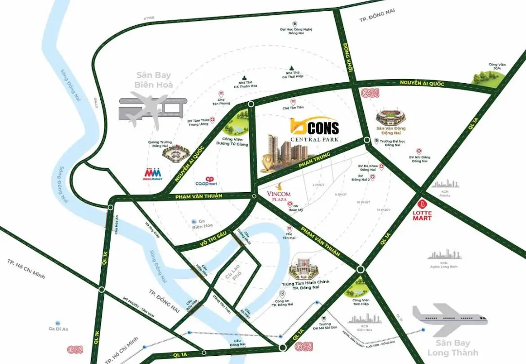 Sơ đồ vị trí căn hộ Bcons Central Park Đồng Nai