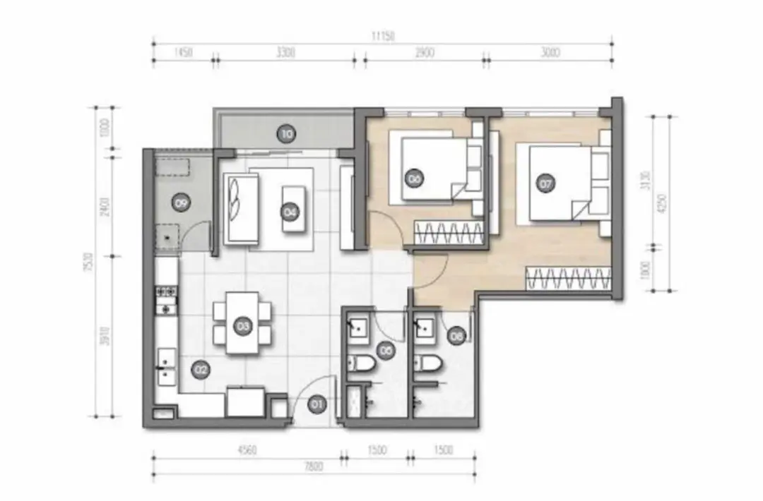 Mặt Bằng Palm River: Chọn Được Bao Nhiêu Lựa Chọn Thật? 4 Thiết kế mặt bằng căn hộ 2PN Palm River Nam Rạch Chiếc