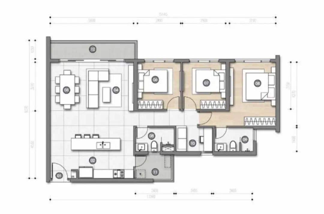 Mặt Bằng Palm River: Chọn Được Bao Nhiêu Lựa Chọn Thật? 5 Thiết kế mặt bằng căn hộ 3PN Palm River Nam Rạch Chiếc
