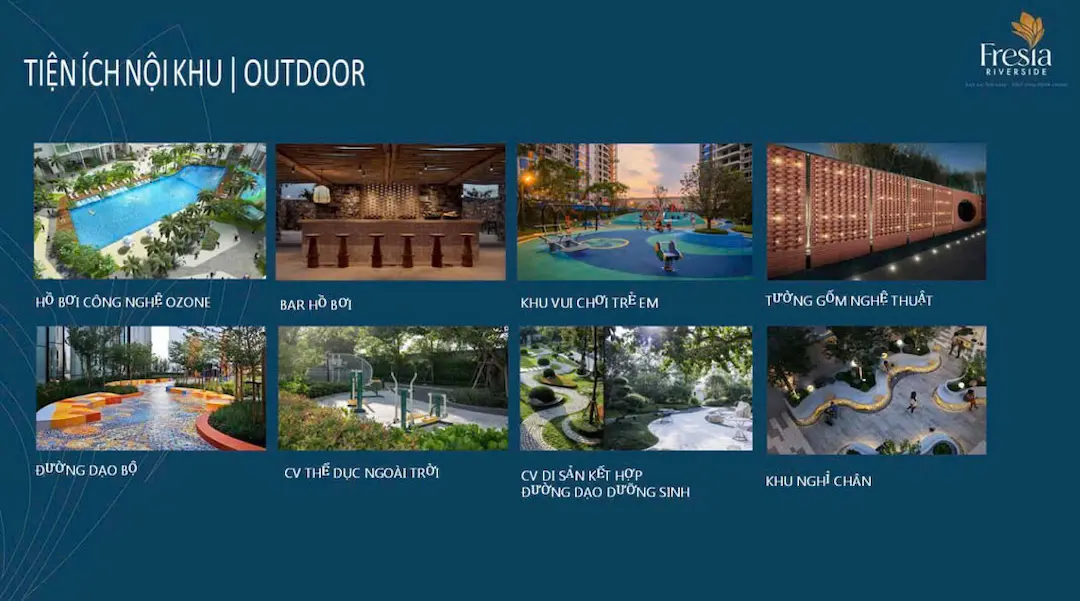 Căn Hộ Fresia Riverside: Đã Cất Nóc, Giá Mới Nhất 4 Tiện ích ngoài trời căn hộ Fresia Riverside Biên Hòa