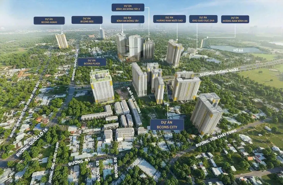 Vị trí căn hộ Bcons Aria Dĩ An trên bản đồ lược đồ