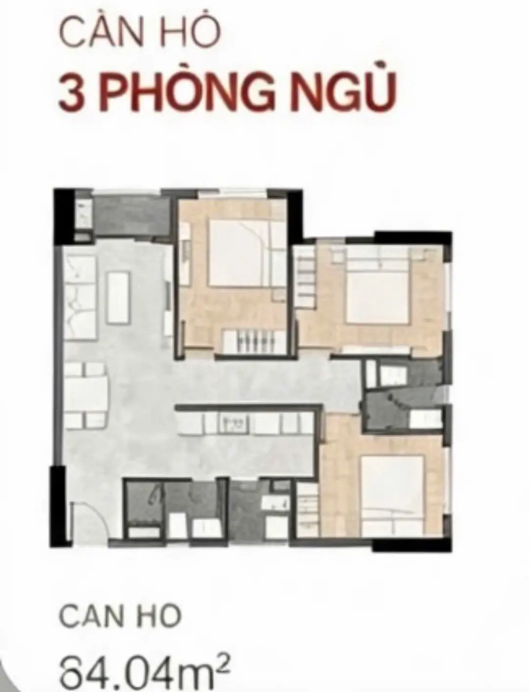 Layout căn hộ 3PN New Galaxy Dĩ An