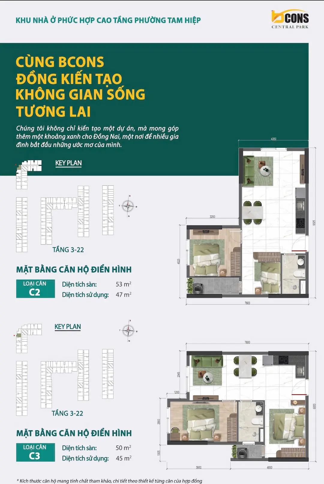Mặt bằng căn hộ C2 C3 Bcons Central Park Biên Hòa