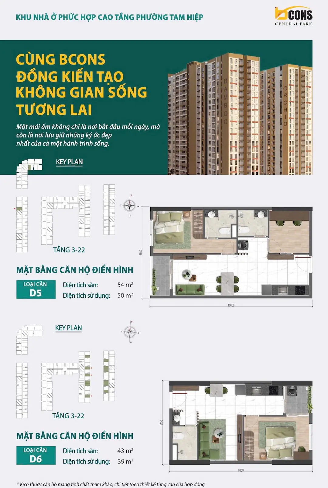 Mặt bằng căn hộ D5 D6 dự án Bcons Central Park Tam Hiệp