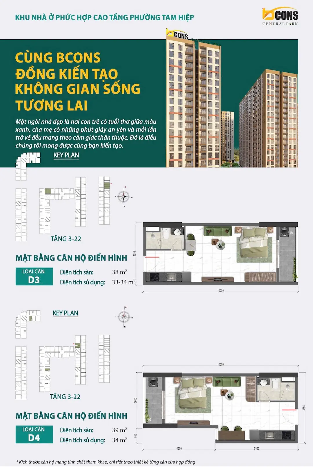 Thiết kế căn hộ D3 D4 Bcons Central Park Biên Hòa Đồng Nai