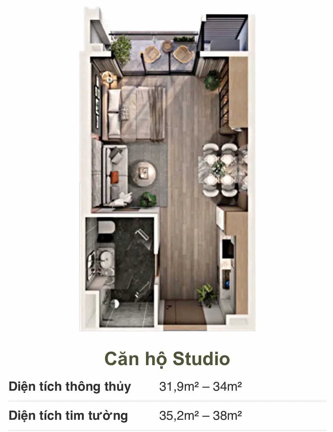 Thiết kế căn hộ Studio Imperia Sensa Park Thủ Đức
